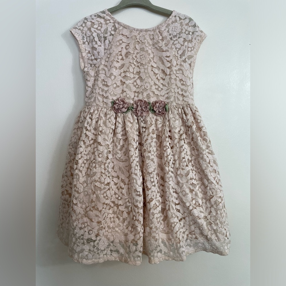 Laura Ashley London Sweet Dusty Light Pink/Light Blush Lace Kids Dress in 24mos
